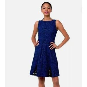 Leota Women's Cynthia Sleeveless A-Line Dress Black/Blue, women size 2L‎